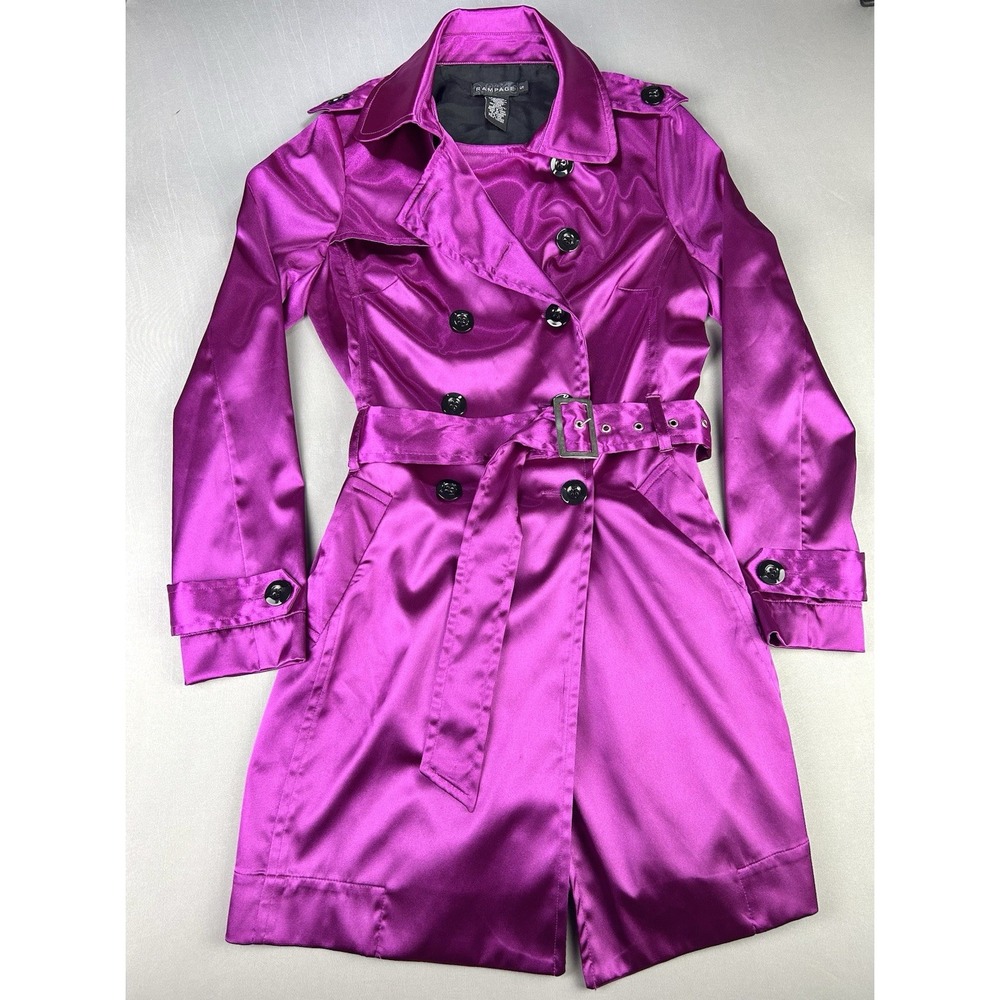 Rampage‎ Women's S Fuschia Pink Belted Trench Coat